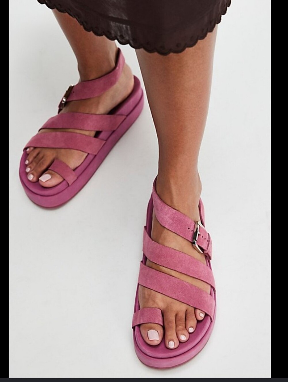 Jeffery Campbell Getaway Suede Pink Strappy Platform Sandals